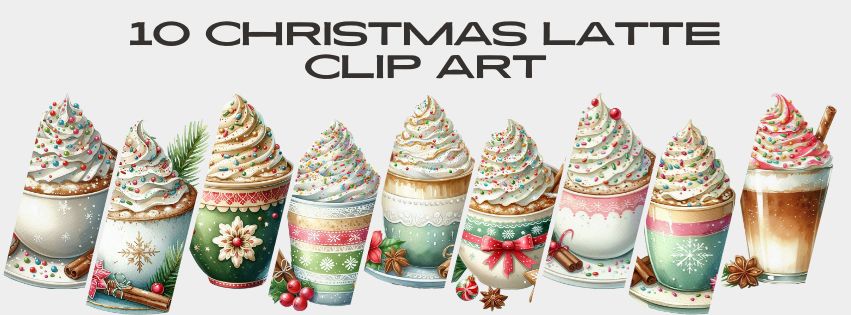 10 Christmas Latte Clipart A.I.