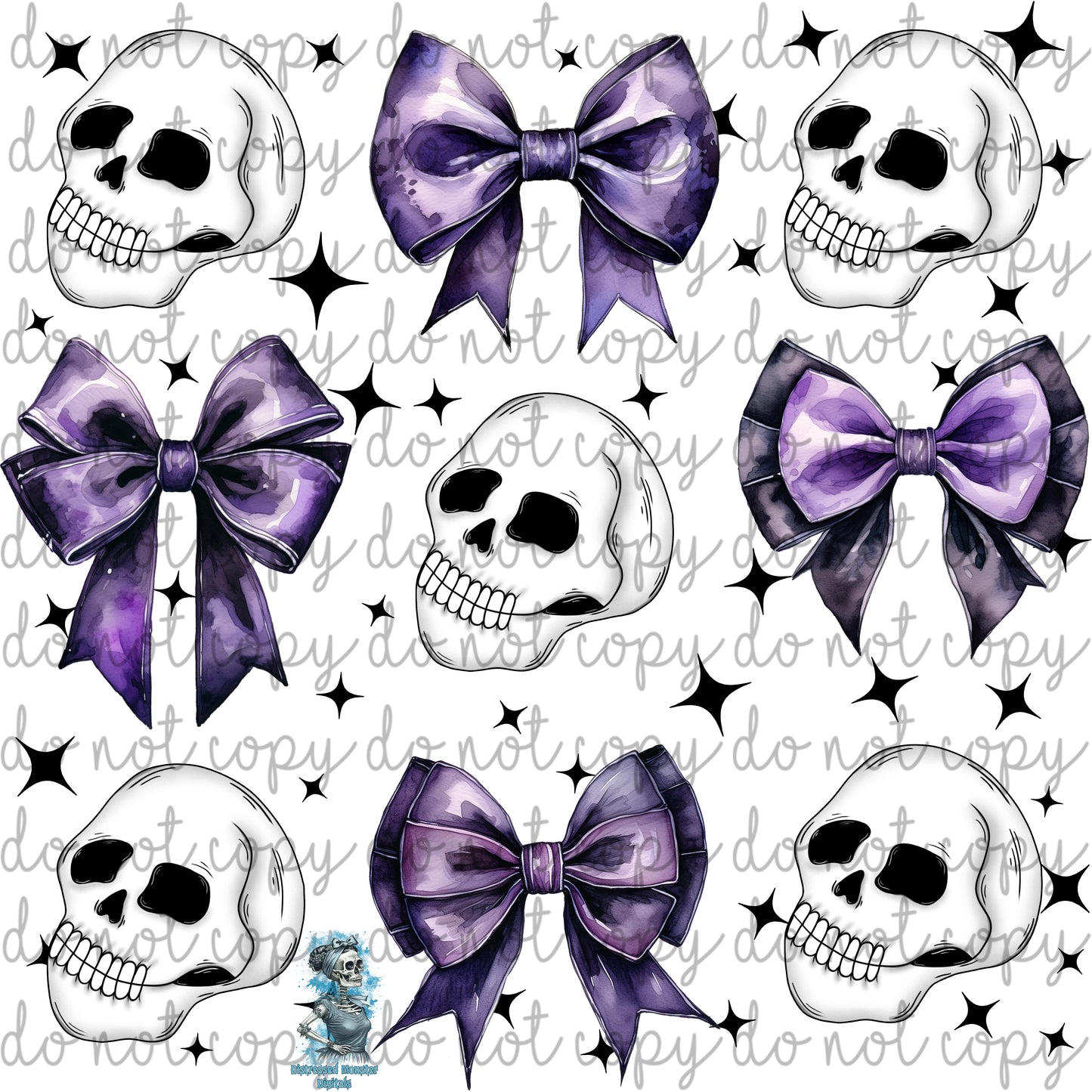 Skulls & Bows/Black & White